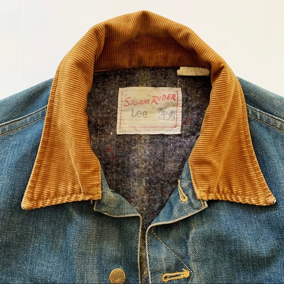 Lee Storm Riders VTG Distressed Blanket Lined Corduroy Denim Jacket Mens Small - Picture 4 of 9